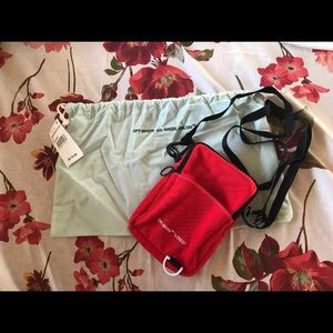 *SOLD* NWT Off-White Denim Hip Bag In Red & White
